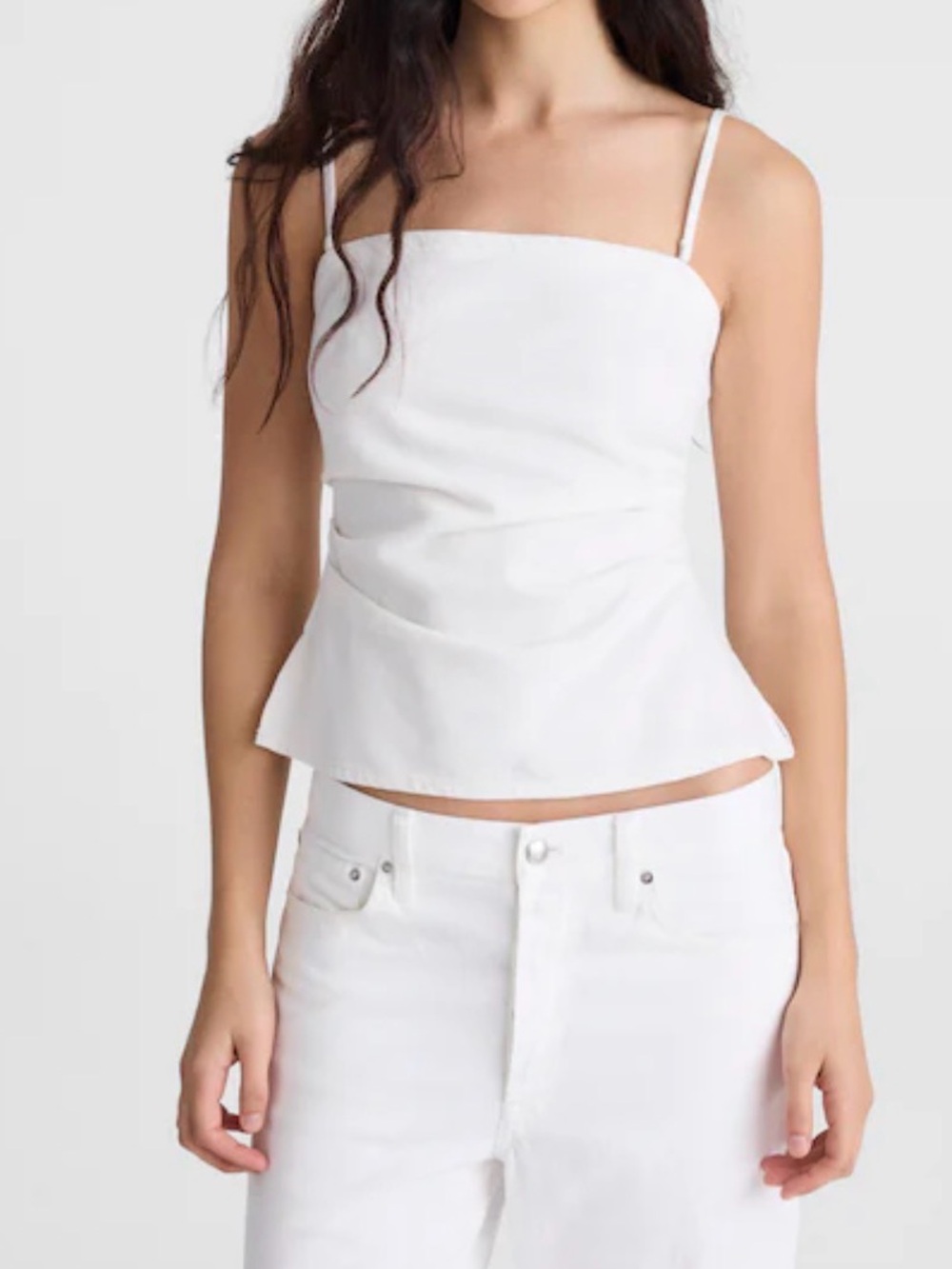 NWT Madewell Airy Denim Ruched Squareneck Tank 10